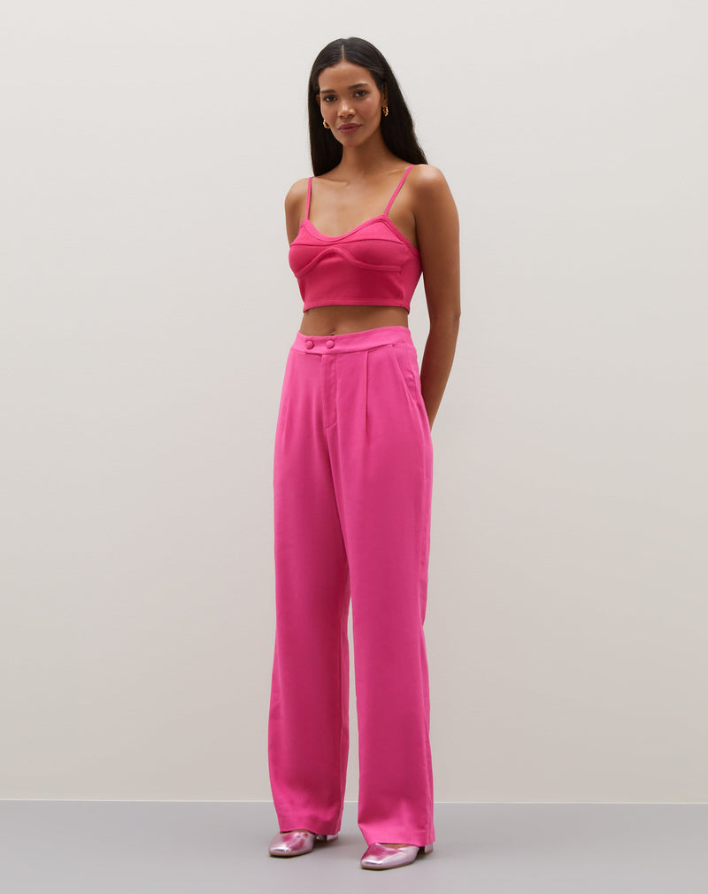 Top Cropped de Tricot - Rosa Escuro