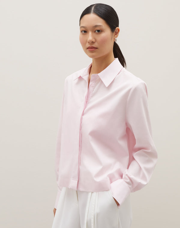 Camisa Básica Curta - Rosa Claro