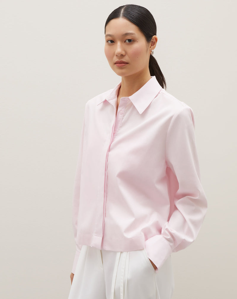 Camisa Básica Curta - Rosa Claro