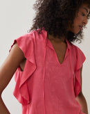 Regata Manga Babado  de Jacquard - Coral