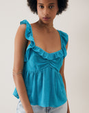 Regata Curta com Alça Cruzada nas Costas - Azul Turquesa