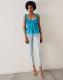 Regata Curta com Alça Cruzada nas Costas - Azul Turquesa