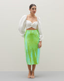 Top Cropped de Manga Comprida e Torção no Decote - Off-white