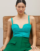 Top Cropped de Alça Fina Ajustável - Verde