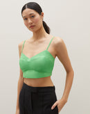 Top Brallete de Linho Puro com Lastex nas Costas - Verde