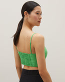 Top Brallete de Linho Puro com Lastex nas Costas - Verde