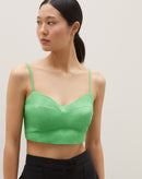 Top Brallete de Linho Puro com Lastex nas Costas - Verde