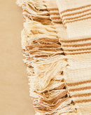 Jogo Trilhos e Passadeira Listrado com Franjas Laterais - 3 Peças - Caramelo