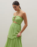 Vestido Longo Flow Amarração Costas - Verde