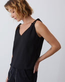 Regata Decote V com Nó na Alça  - Preto