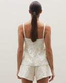 Regata Alça Fina de Linho Bordado  - Off-white