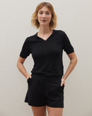 Shorts Cintura Alta de Linho  - Preto