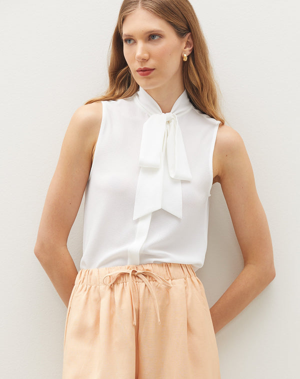 Regata com Laço no Decote  - Off-white