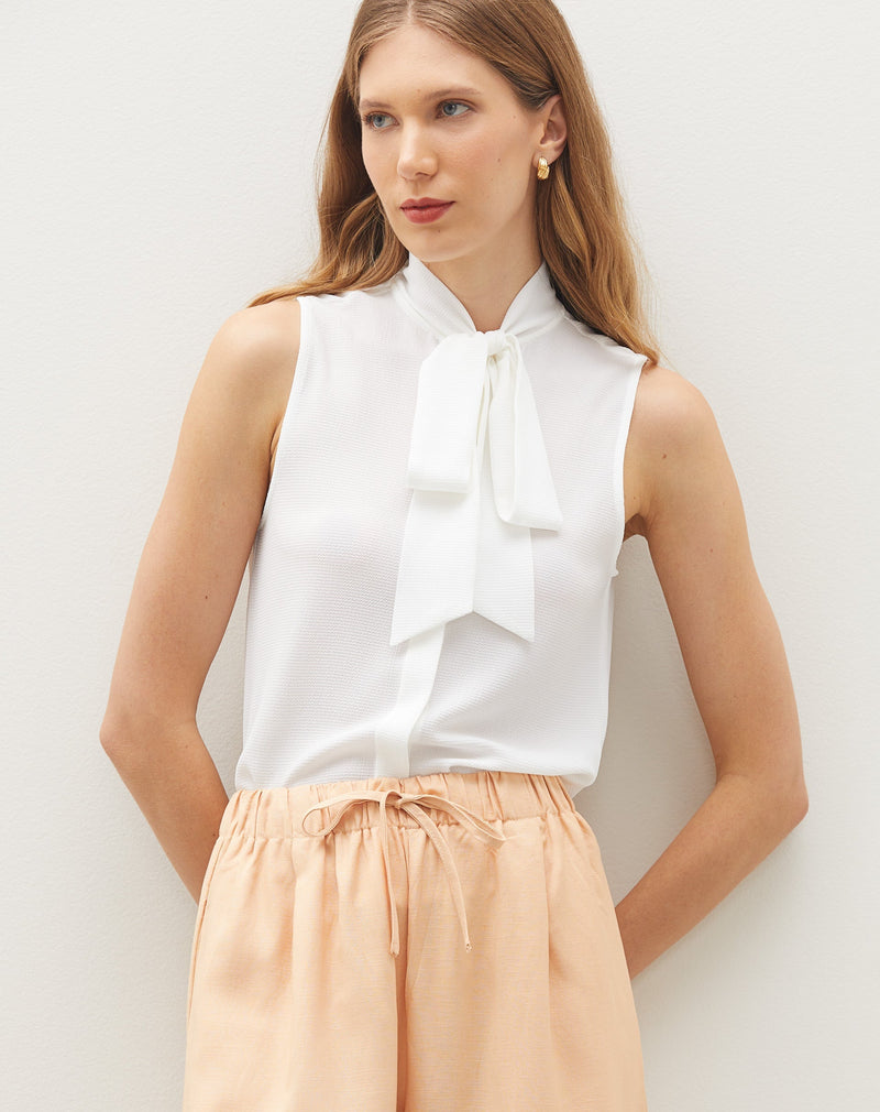 Regata com Laço no Decote  - Off-white