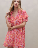 Vestido Curto Estampado  - Watercolor Splash Flowers