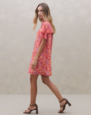 Vestido Curto Estampado  - Watercolor Splash Flowers