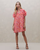 Vestido Curto Estampado  - Watercolor Splash Flowers