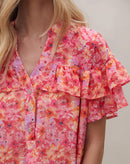 Vestido Curto Estampado  - Watercolor Splash Flowers