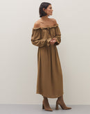 Vestido Midi Ombro a Ombro - Verde Militar