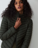 Jaqueta Puffer de Nylon com Bolsos - Verde Militar