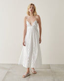 Vestido Longo de Laise Frente Única  - Off-white