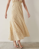 Vestido Longo de Laise Frente Única  - Natural