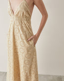 Vestido Longo de Laise Frente Única  - Natural