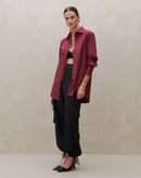 Camisa Alongada com Barra Arredondada - Vinho