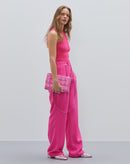 Calça de Linho com Botões Forrados  - Pink