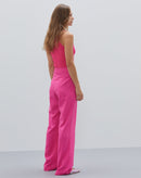 Calça de Linho com Botões Forrados  - Pink