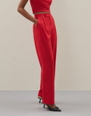 Calça de Linho com Botões Forrados  - Cereja