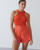 Shorts Evasê com Duas Camadas - Laranja