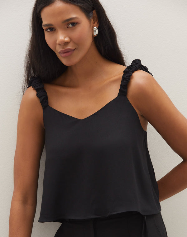 Regata Decote V com Alça de Elástico - Preto