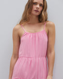 Vestido Curto de Alça com Recortes  - Rosa