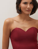 Blusa sem Alça Decote Coração - Vinho