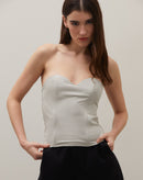 Blusa sem Alça Decote Coração - Areia