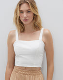 Top Decote Coração com Alça Larga  - Off-white