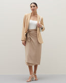 Saia Midi Pareô de Viscose - Bege