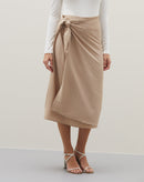Saia Midi Pareô de Viscose - Bege
