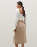 Saia Midi Pareô de Viscose - Bege