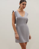 Vestido Curto Reto Alça Larga - Cinza