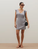 Vestido Curto Reto Alça Larga - Cinza