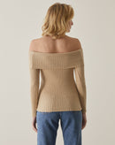 Blusa Ombro a Ombro de Tricot - Bege