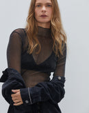 Blusa de Tule com Lurex  - Preto