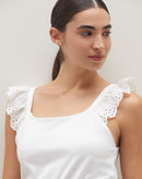 Regata com Detalhe de Babado na Alça  - Branco