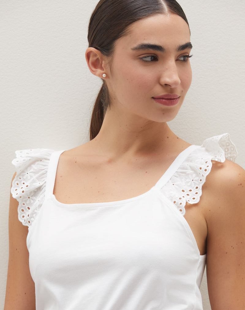 Regata com Detalhe de Babado na Alça  - Branco