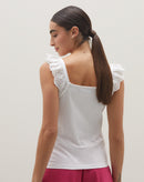 Regata com Detalhe de Babado na Alça  - Branco