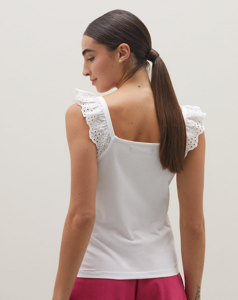 Regata com Detalhe de Babado na Alça  - Branco