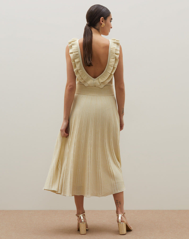 Saia Midi de Tricot com Lurex - Off-white