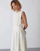 Saia Midi de Malha Detalhe no Cós  - Cru